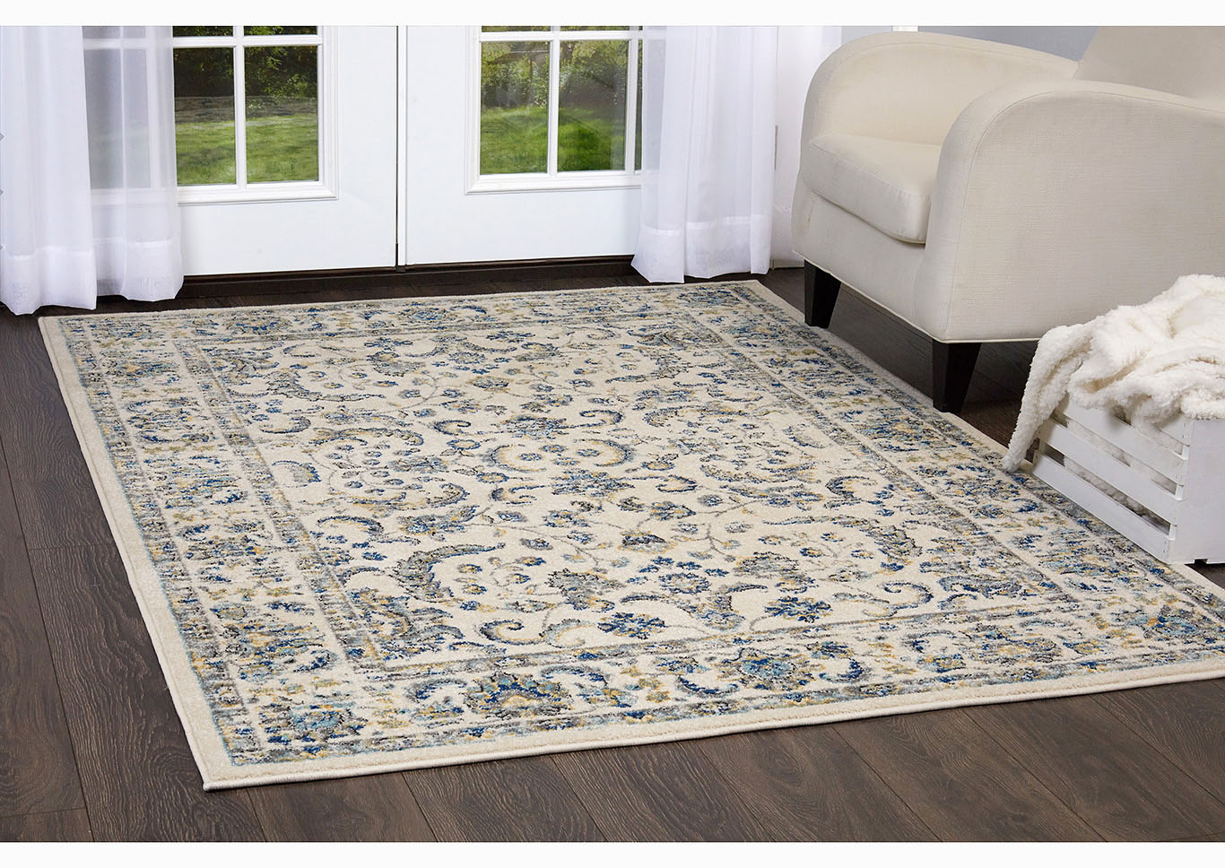 Home Dynamix Vintage Desa Transitional Area Rug 9'2"x11'8" Damask Ivory/Blue/Gray,Home Dynamix